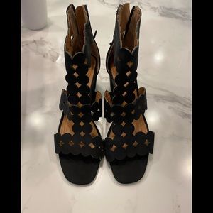Sudini Black Suede Novara Sandal Heels
